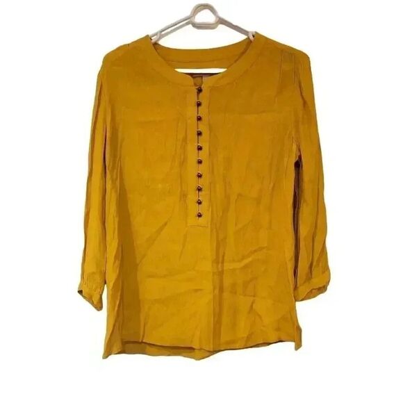 Banana Republic Women's Mustard Yellow Viscose Blouse - Picture 1 of 10